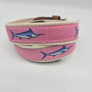 Zep-Pro Leather Canvas Woven Ribbon Fishing Belt Marlin Pink FishermanGear SZ 34